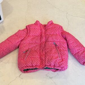 Mini boden Pink Polka Dot Puffer Jacket